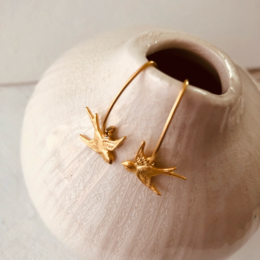 New handcrafted 14k vermeil Bird earri… - Picture 8 of 10
